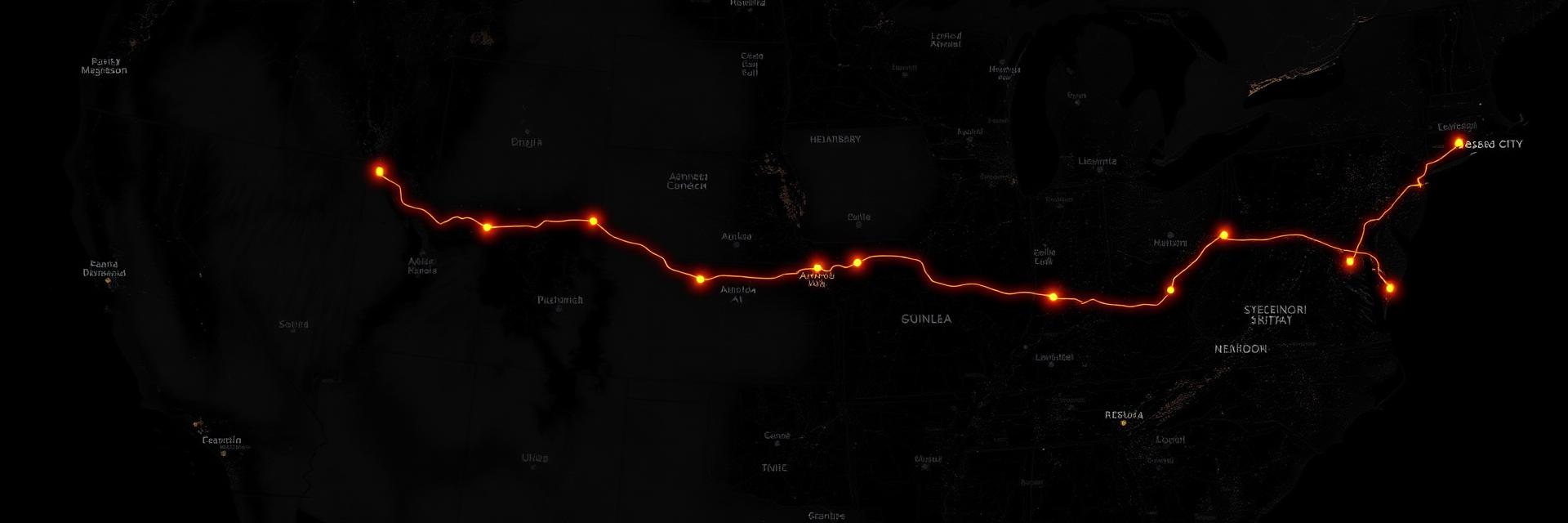 Map of the route driven across the central United States